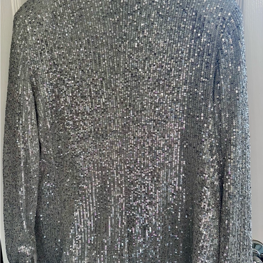 SO Sparkling Silver Sequin Blazer - Picture 3 of 10